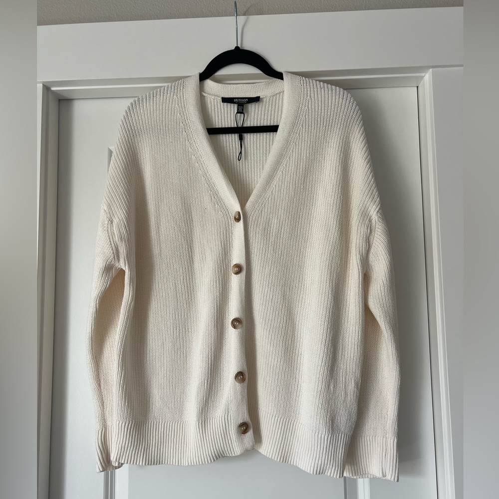 Hudson Cotton White Button Up Cardigan Size XL